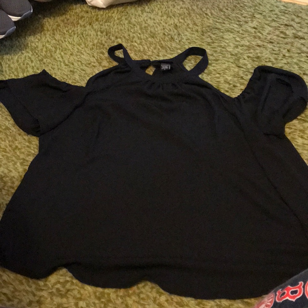 Black cold shoulder top